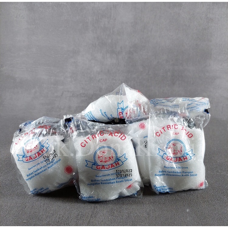 

Citric Acid Cap Gajah 50gr/Sitrun Cap Gajah 1 pack isi 20pcs