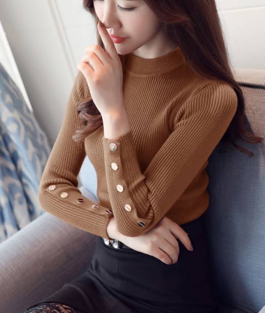 Oz Button knit BLOUSE RAJUT KANCING JUMBO ATASAN RAJUT WANITA