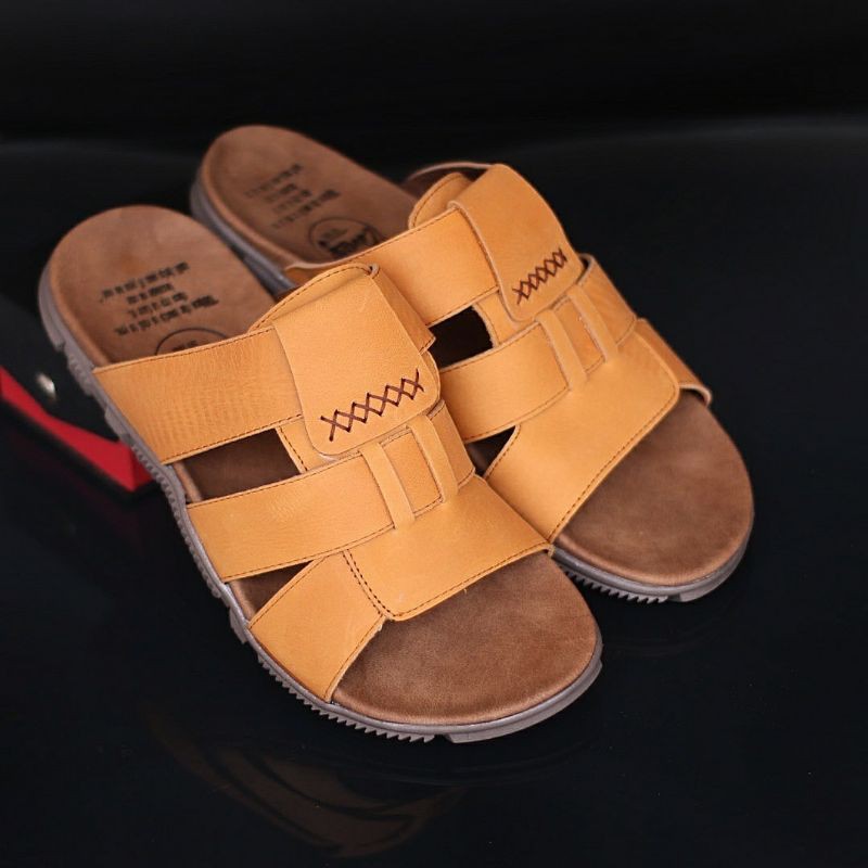 SANDAL KULIT PRIA 05 CEVANY BLACK BROWN TAN KULIT SAPI ASLI ORIGINAL