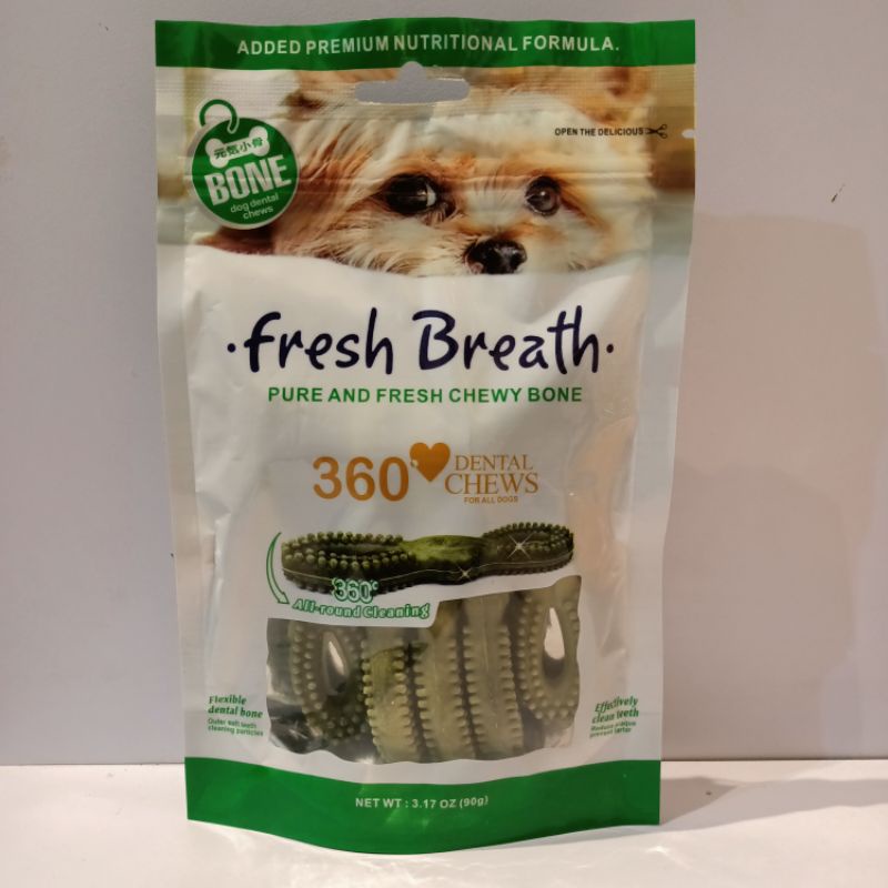 Fresh Breath Pure And Fresh Chewy Bone 360 Dental Chews 90gr / Dental Pembersih Gigi