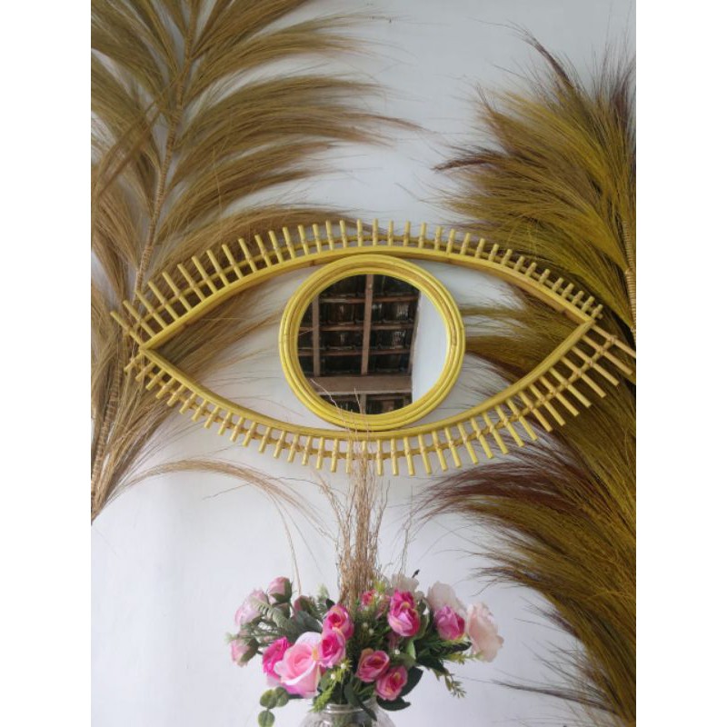 kaca cermin rotan mata dekorasi aesthetic