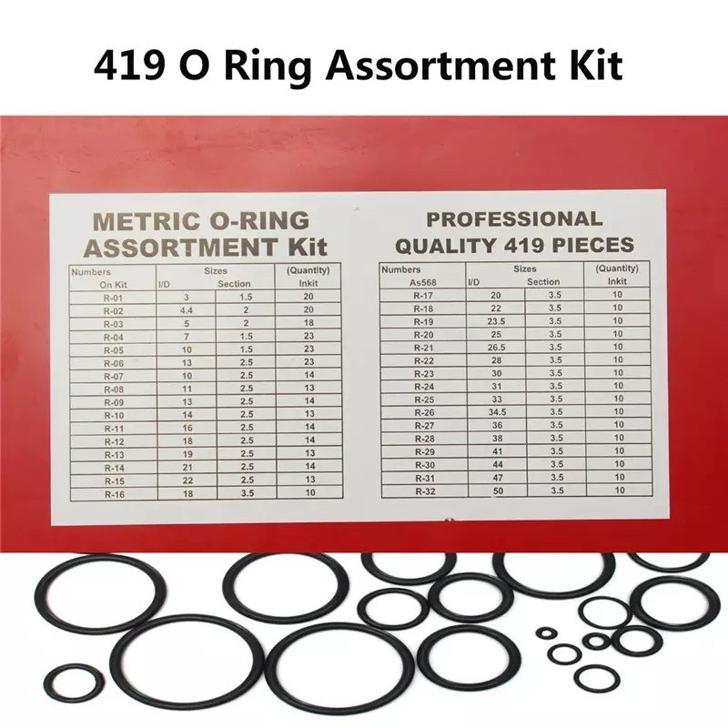 ( BIG PROMO - BISA COD ) O-ring Set - Karet Rubber O Ring Seal Tightening 225PCS - Karet Ring Set - Seal Set Motor Mobil - karet seal mesin, seal motor - seal mobil - Sealing Rings Gasket Assortment Set Kit Box Oil Waterproof - seal berbeda beda ukuran