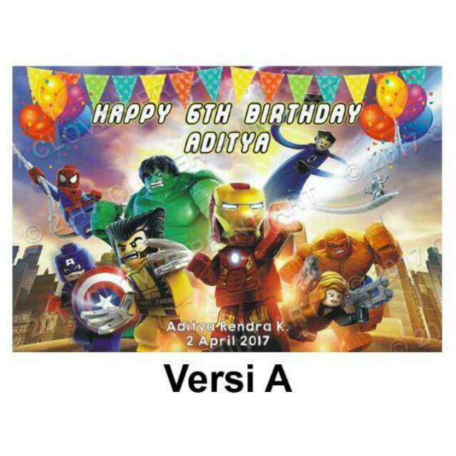 Backdrop Background Banner Ulang Tahun Anak Mainan Superhero