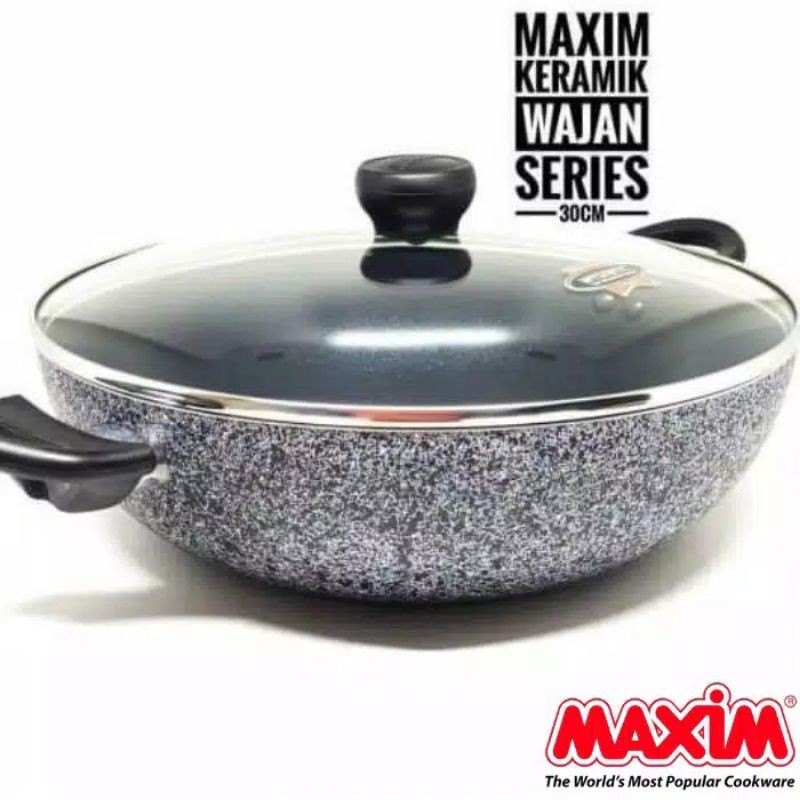 WAJAN PENGGORENGAN MAXIM WOK NEOSTONE 30 CM DENGAN TUTUP KACA ORIGINAL ANTI GORES &amp; ANTI LENGKET