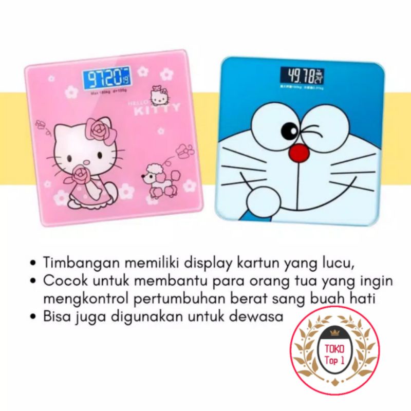 Timbangan Badan Kaca Digital Body Elektronik Kartun 180kg KARTUN SCALE 25x21cm