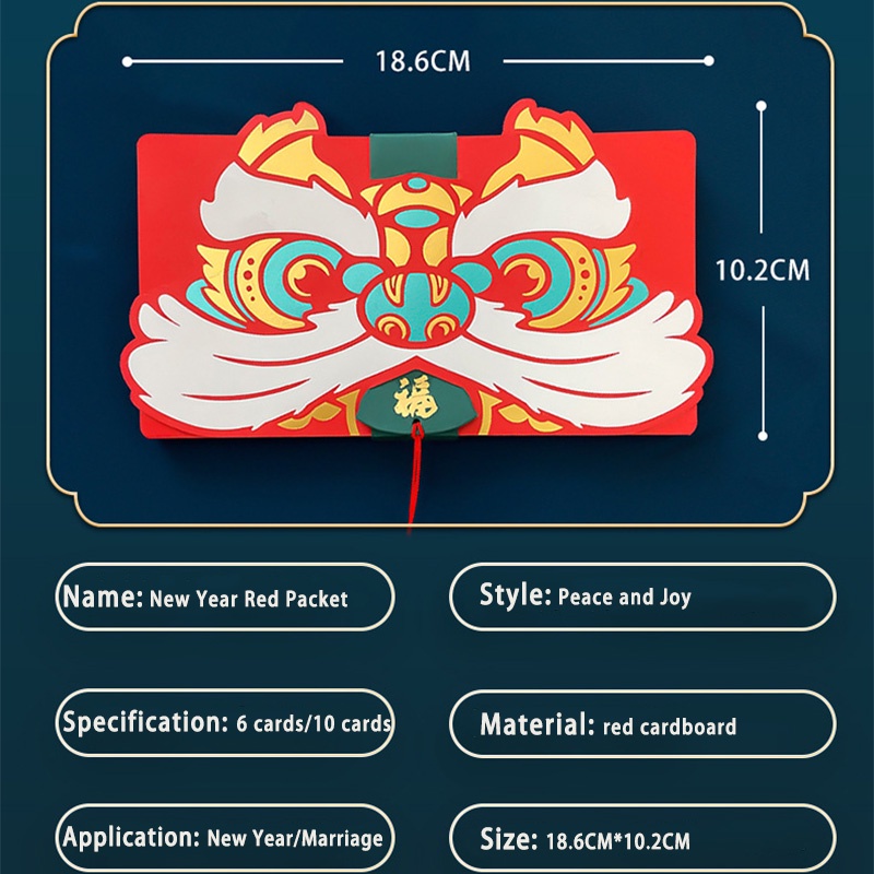 Amplop Merah Imlek Angpao Enam Lantai/Sepuluh Lantai Tahun Harimau Melipat Tahun Baru New Year Red Envelope- olo