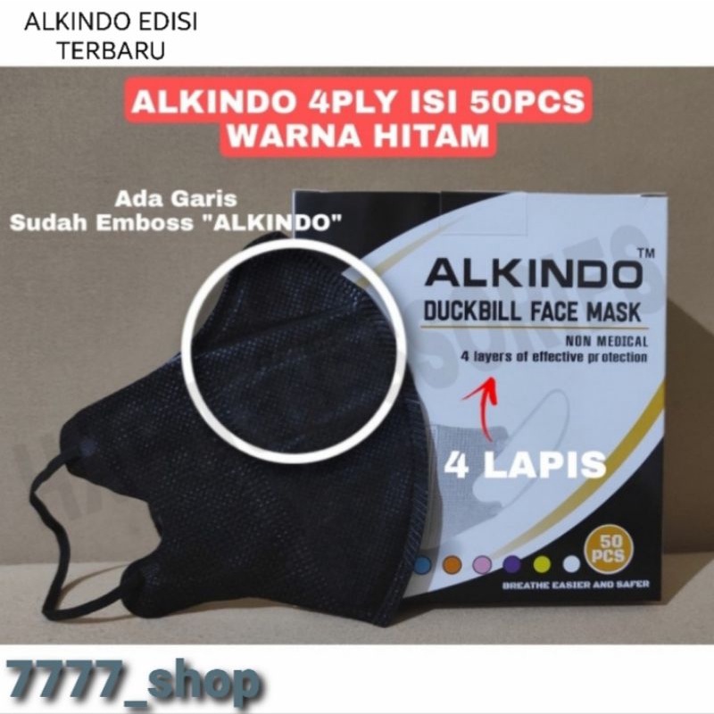 Masker Duckbill ALKINDO, ( Garis dan embos Alkindo) hrg 50pcs/box