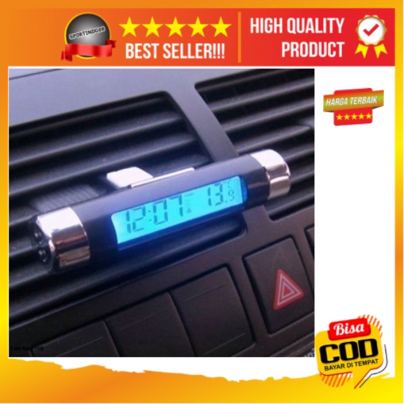 JAM DIGITAL DASHBOARD MOBIL TERMOMETER SUHU AC DENGAN LAMPU