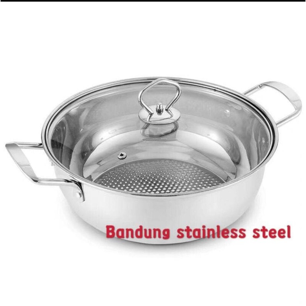 Panci shabu shabu 30cm 32cm sukiyaki steamboat hot pot stainless steel anti lengket