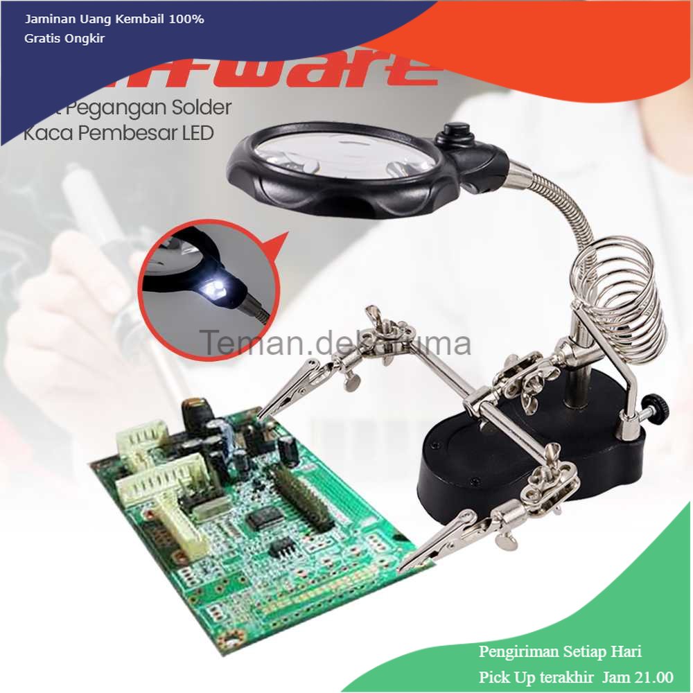 TD - PKK Taffware Alat Pegangan Solder Helping Hand Kaca Pembesar LED - TE-801