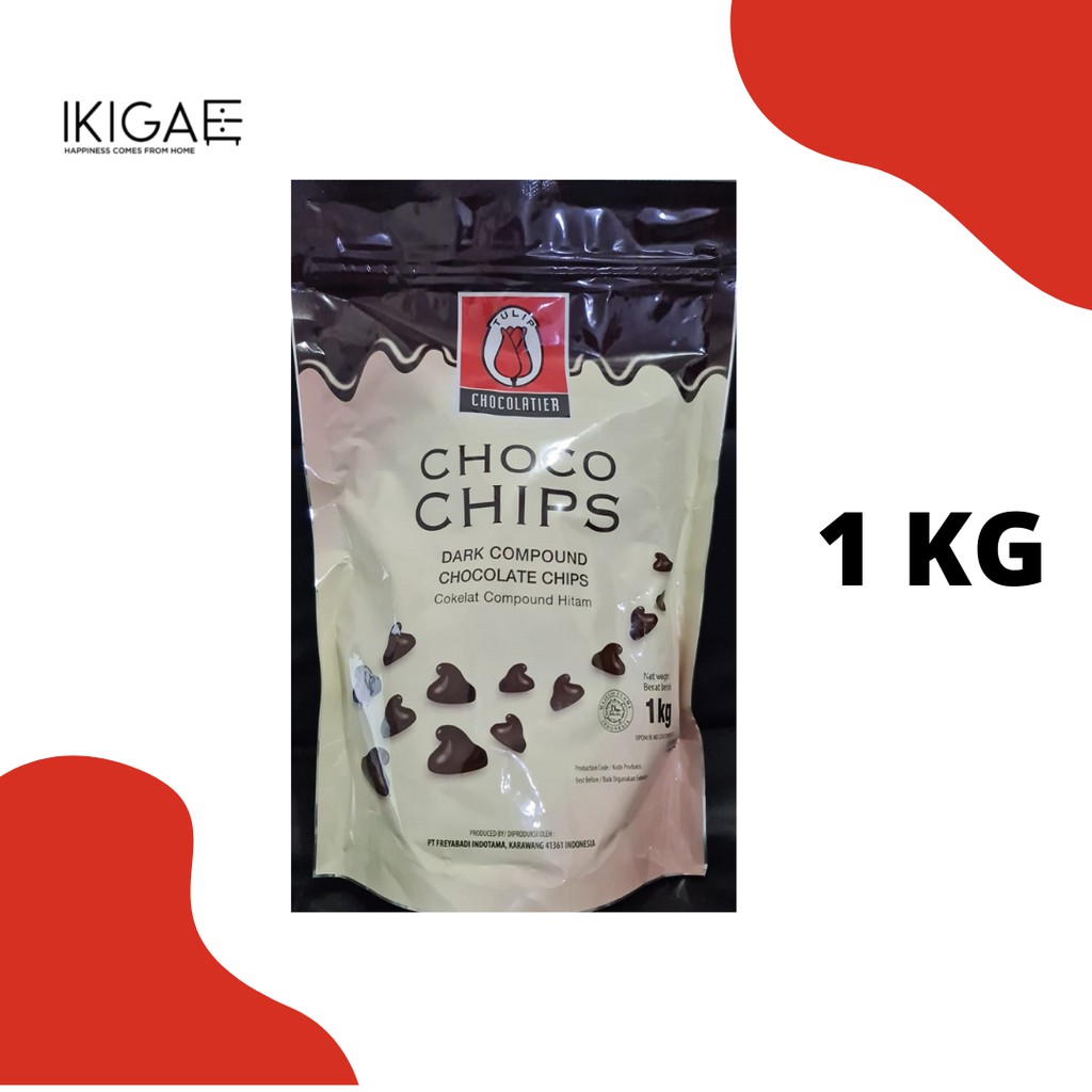 TULIP DARK COMPOUND CHOCO CHIPS / COKLAT COMPOUND HITAM 1 KG