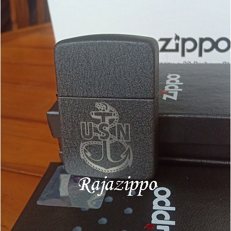Zippo Original USA 49318 US NAVY Black Crackle - Garansi Resmi