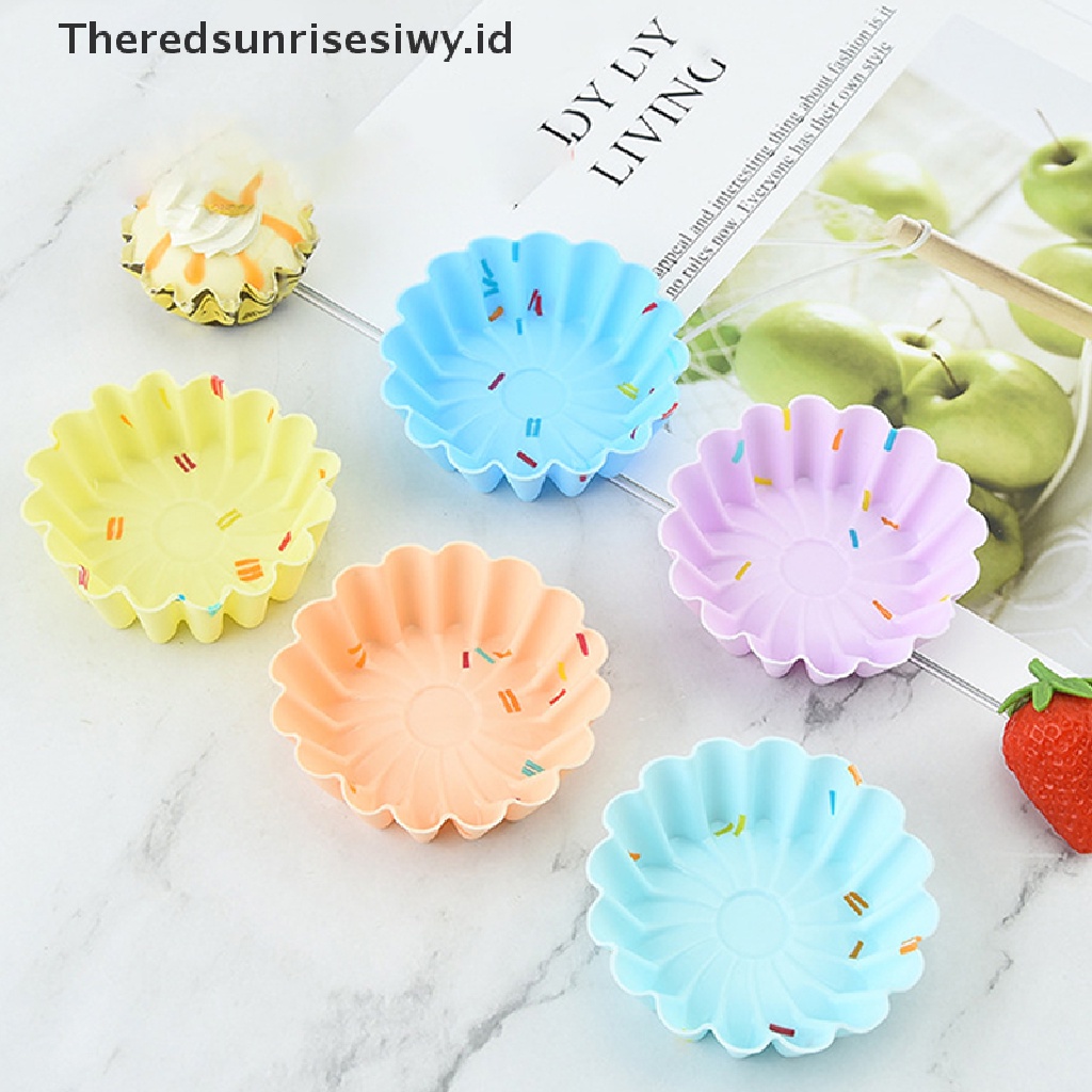 # Alat Rumah Tangga # 5pcs Cetakan Kue Muffin Bentuk Bulat Hati Kotak 3D Bahan Silikon