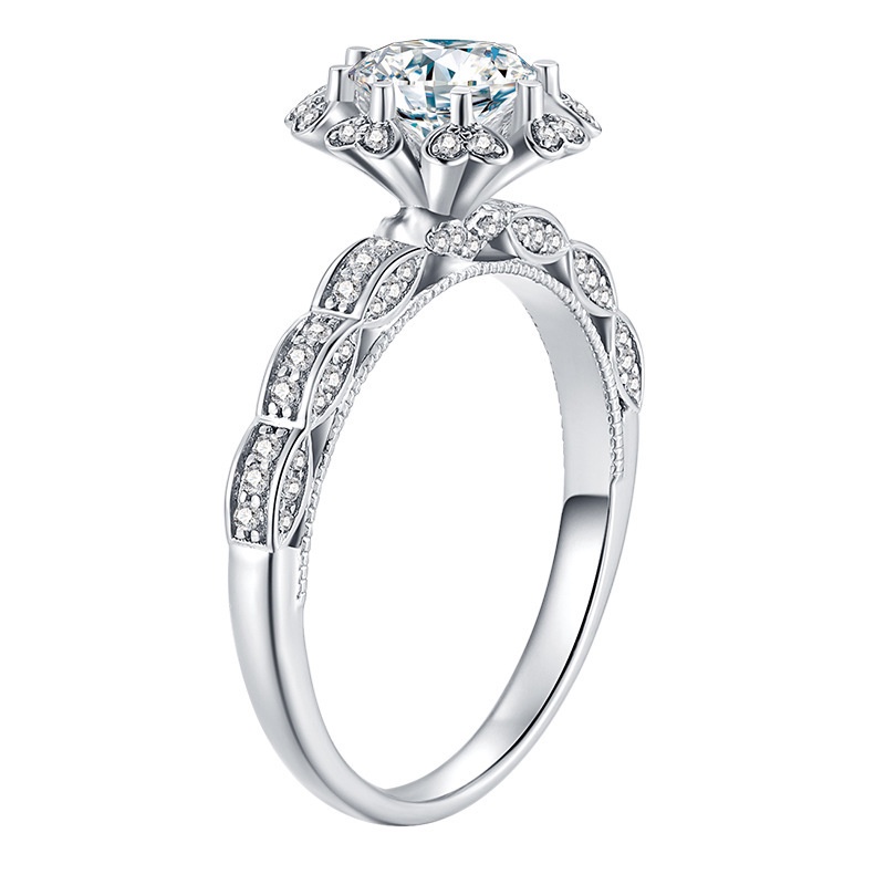 Cincin Sterling Silver 925 Dengan Moissanite Untuk Wanita