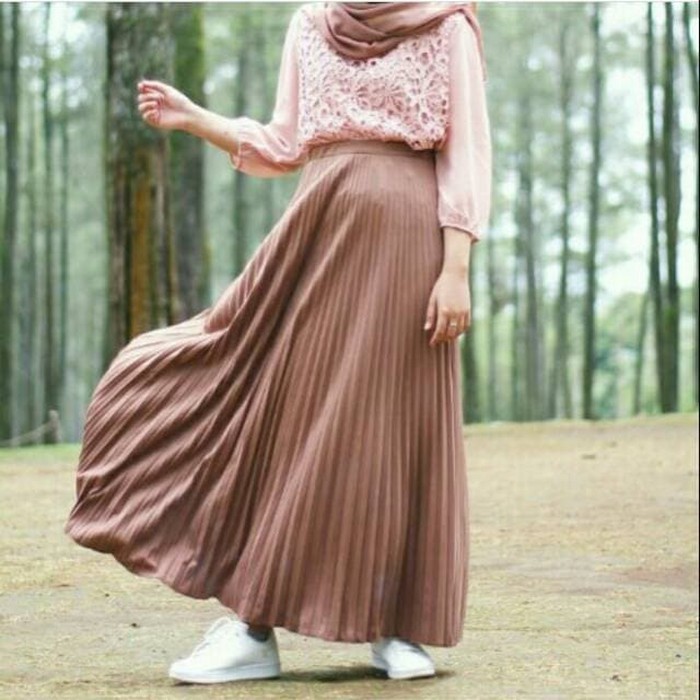 (BISA COD) PALING MURAH! Rok Plisket Mayung Hyget / Flare Skirt / Maxi Skirt Prisket Pleates