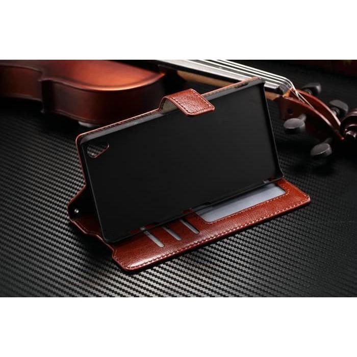 Leather FLIP COVER WALLET Sony Xperia Z3 Mini Z5 Compact Case Casing      / Case HP / Casing HP /
