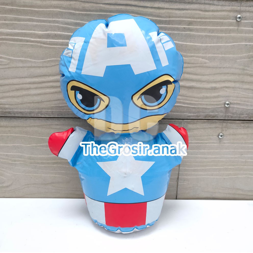 Mainan Balon Tinju Mantul Anak Spiderman Captain America Hello Kitty LOL Macan Tiger 35 cm