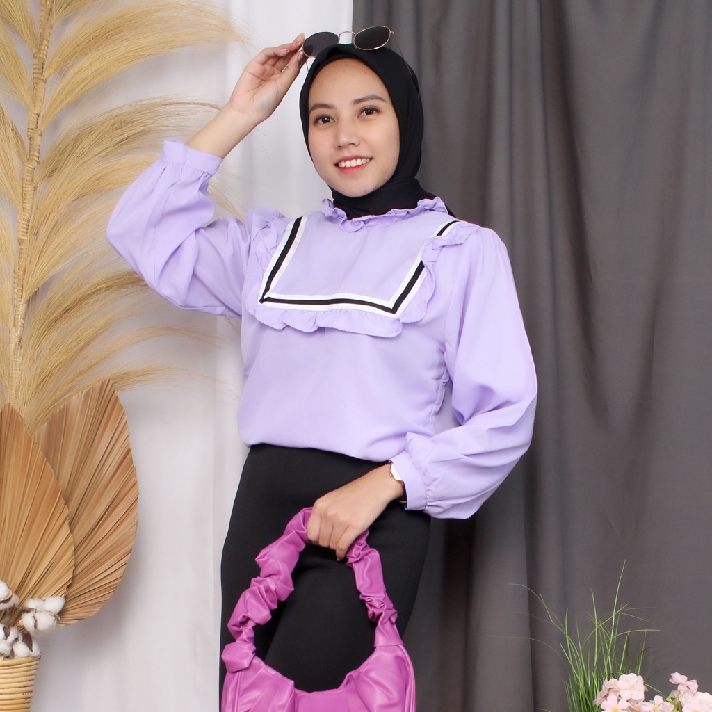 RX Fashion - Boni Top / Blouse Wanita / Atasan Korean Style ( gratis Ongkir ) -BN-UNGU