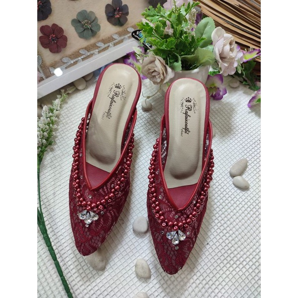 sepatu v mozza merah maroon tinggi 9cm tahu