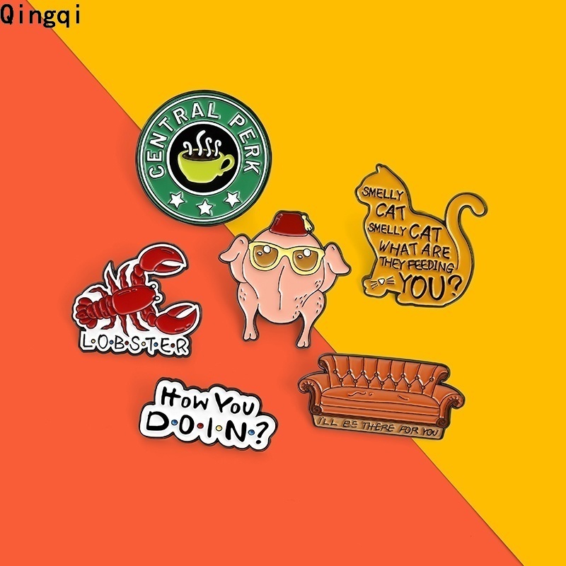 Bros Pin Enamel Desain Kucing Lobster Bau Teh Dan Supper Untuk Hadiah