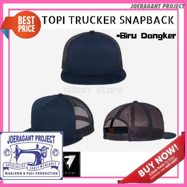 Topi Polos Snapback Jaring Biru Dongker Navy Polos JP
