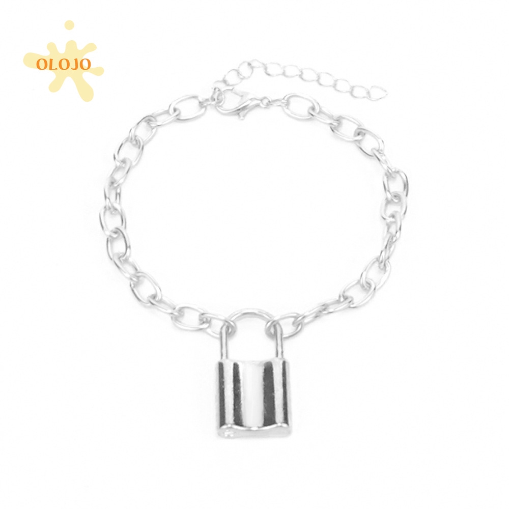 OLOJO Kalung Rantai Gantungan Mode Kunci Kepribadian Kalung Gembok Stainless Steel Klavikula Gaya Boho Untuk Wanita Fashion Accessories