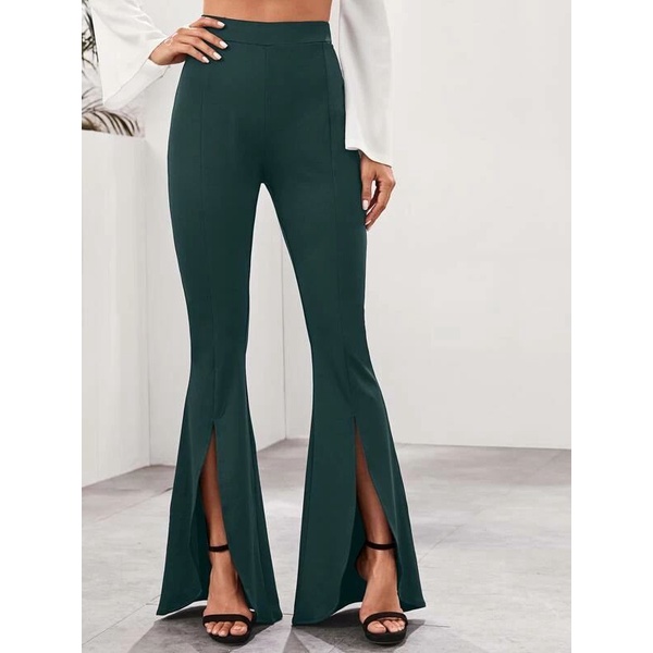 Flare Pants | Highwaist Pants | Cutbray Hijau Botol | Cutbray IJo Botol | Highwaist pants Green | Hi