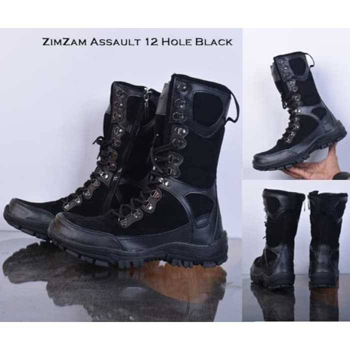 

Terlaris ZH Sepatu ZimZam Assault 12 Hole Black Safety Black - Hitam 40 Keren