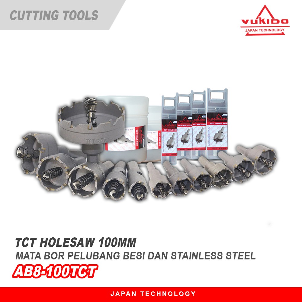 PROMO FLASH YUKIDO HOLE SAW TCT 100mm - MATA BOR PELUBANG BESI DAN STAINLESS ORIGINAL