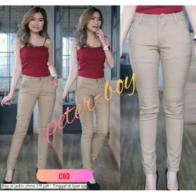 CELANA CHINO WANITA.CELANA KANTOR.CELANA KULIAH VARIAN WARNA HITAM ABU CREAM MOCCA