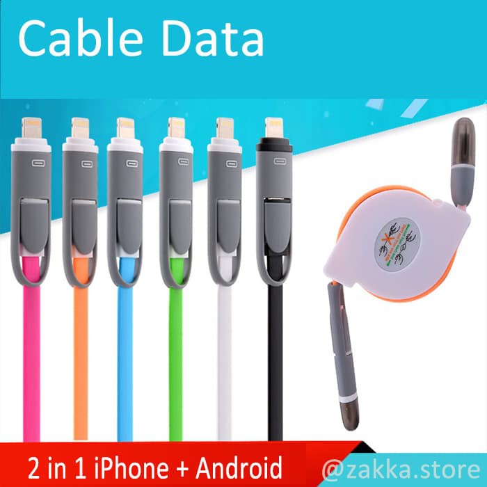 Cable Data 2in1 Apple iPhone + android Asus Samsung