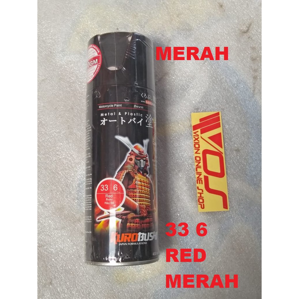CAT KALENG SEMPROT PYLOX MERK SAMURAI 400ML MERAH RED 336