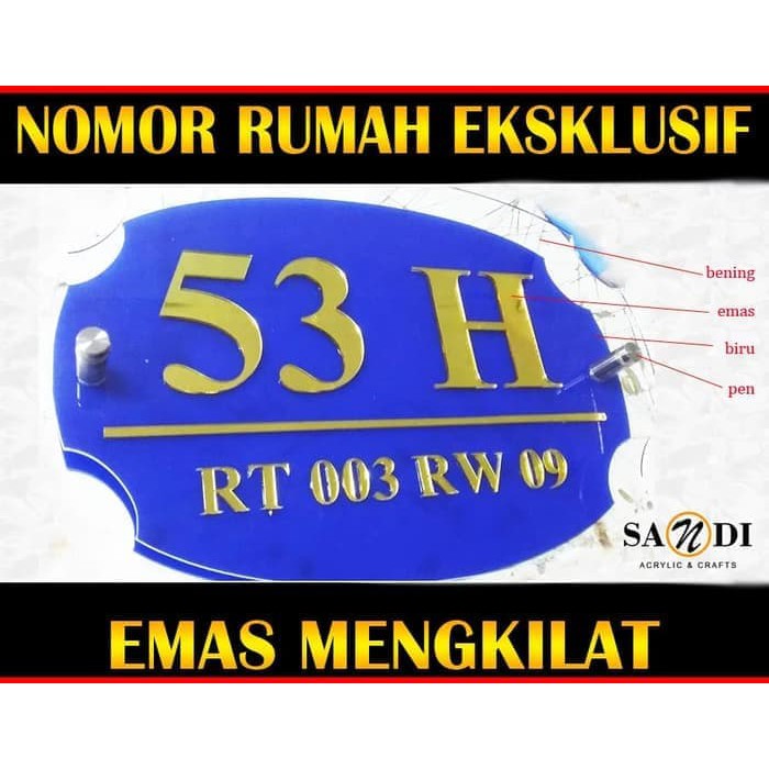 

SPECIAL EDITION Nomor / Nomer Rumah Akrilik / Acrylic GOLD - ec301