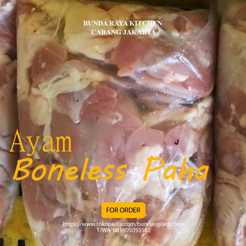 

Fillet paha ayam/ boneless paha ayam frozen, Pack @2kg( harga per 1kg)