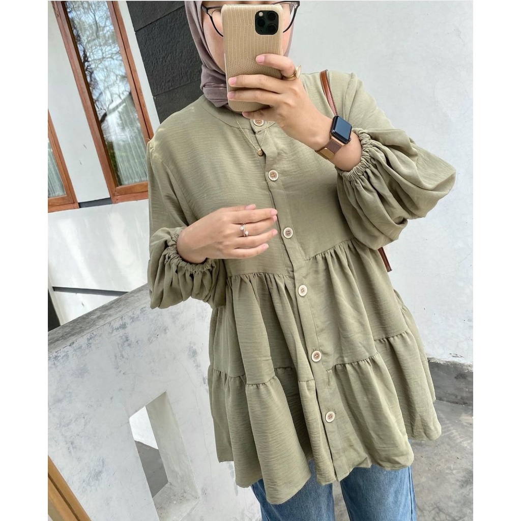 DANIS BLOUSE KEMEJA PREMIUM AIRFLOW CRINCKLE RAYON HIGH QUALITY100%