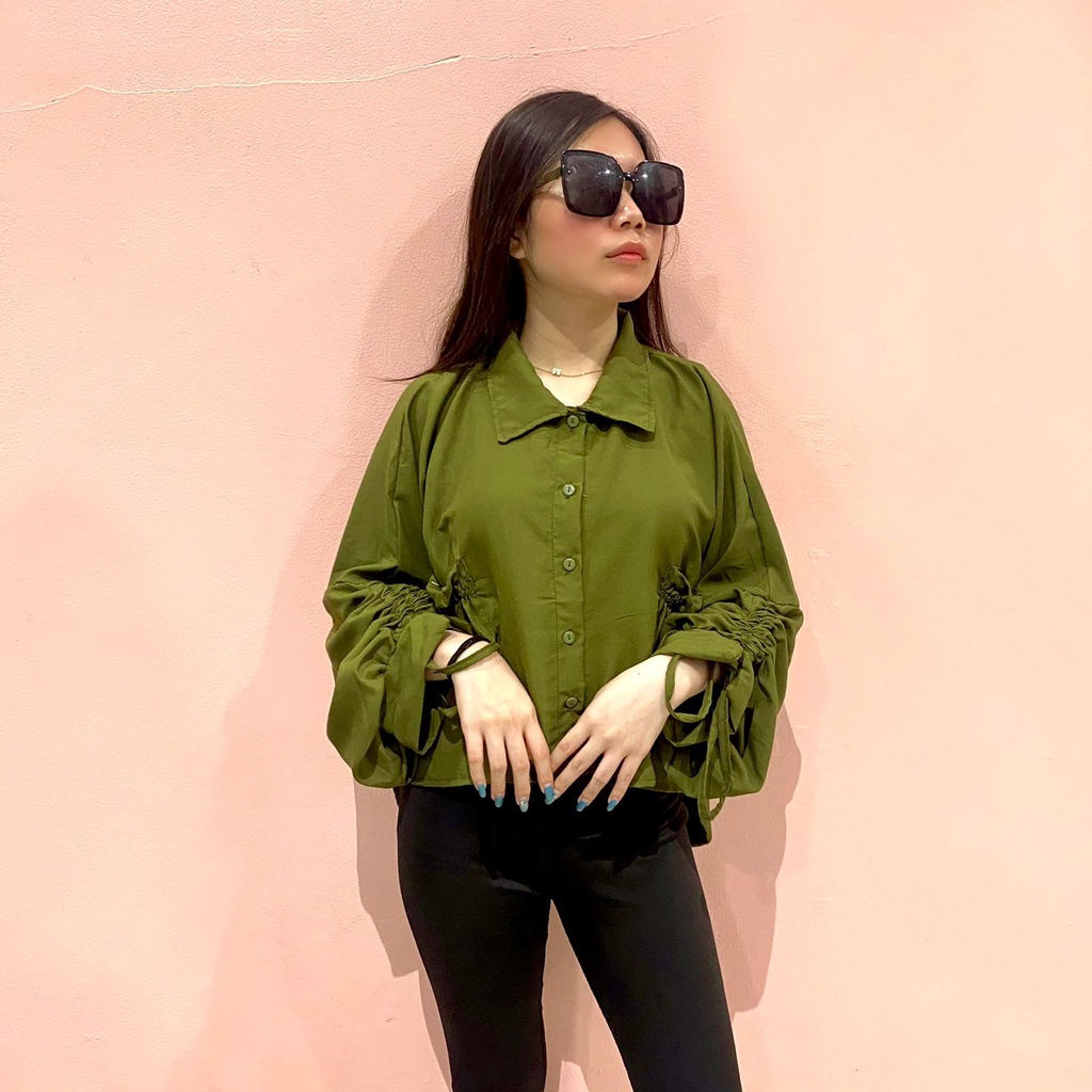 RD FASHION  - SHAVA / SEORINA SHIRT / TERINA / XXL CANTIKA TOP POPLIN POCKET KEMEJA CROP SERUT