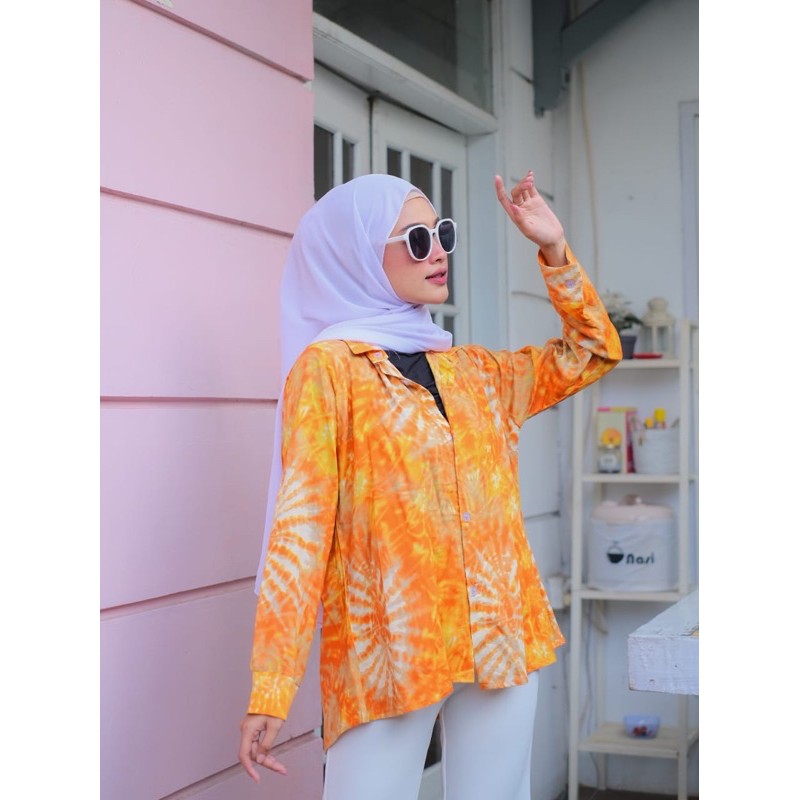 ZAHRA Atasan Pakaian Wanita  Muslim JASMINE Tie Dye | Atasan Kemeja CEWEK Motif
