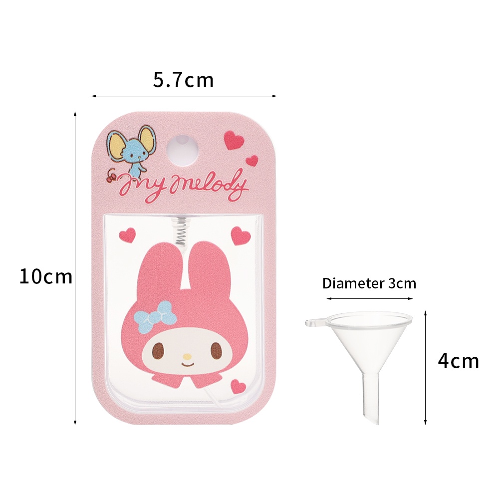 Botol Semprot Kosong Desinfektan Parfum Air Portabel Motif Kartun Anime Kawaii Ukuran 45ml Dengan Corong