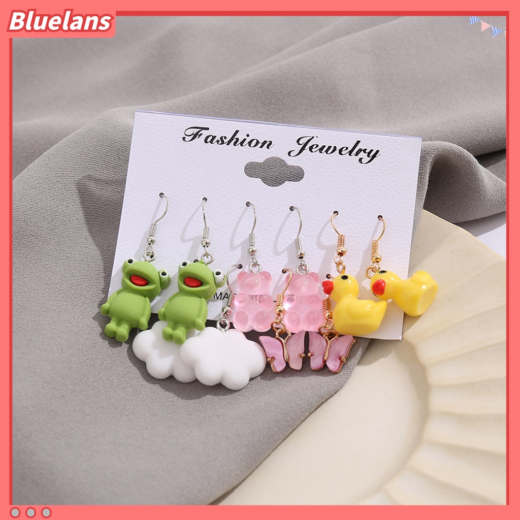 1 Set Anting Kait Desain Hewan Katak Warna Hijau Untuk Wanita