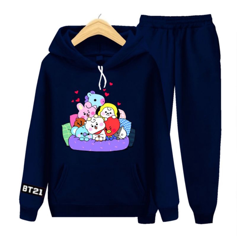 Setelan sweater anak perempuan/Hoodie BT21 Korea kekinian/umur 3-17 tahun/bisa COD