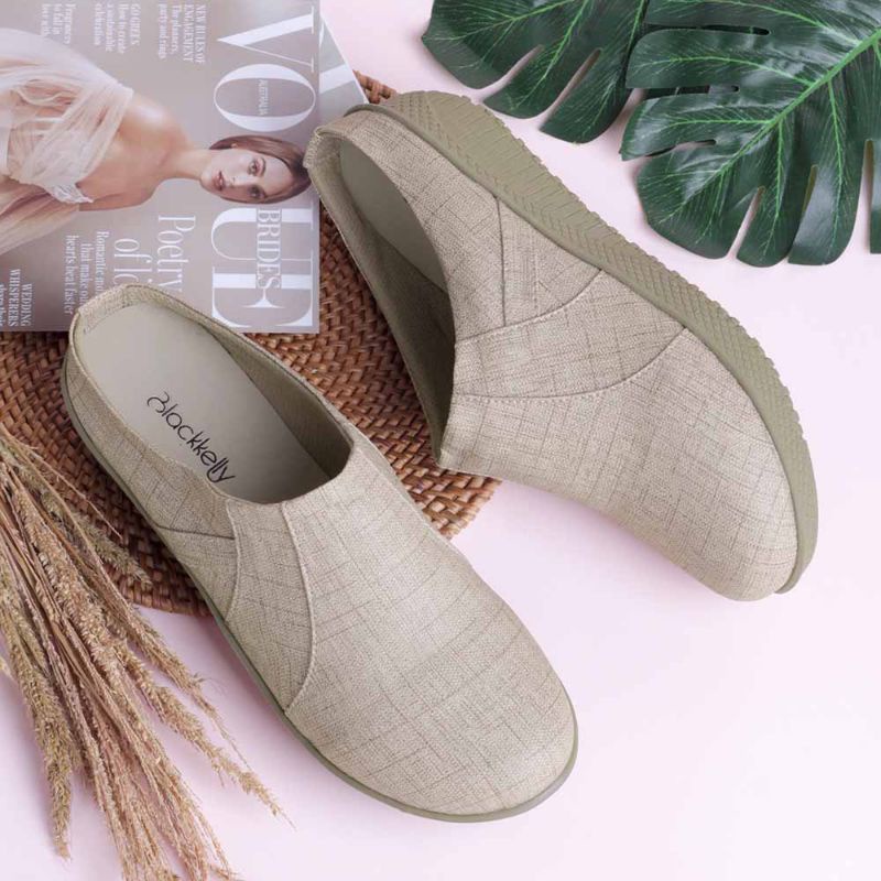 Sandal Bustong Wanita Terbaru Cantik Kekinian Cream | Sandal Sepatu Perempuan Keren | Sendal Stylish Korean Original Premium