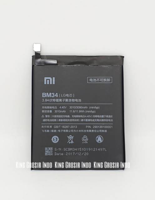 Baterai Xiaimi BM34 Original 100% Xiaomi Redmi Note Pro Battery Batere BM 34 Xiaomi Mi Note Pro