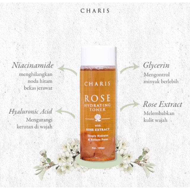 Charis Rose Hydrating Toner with Rose Petals TONER WAJAH TONER MUKA