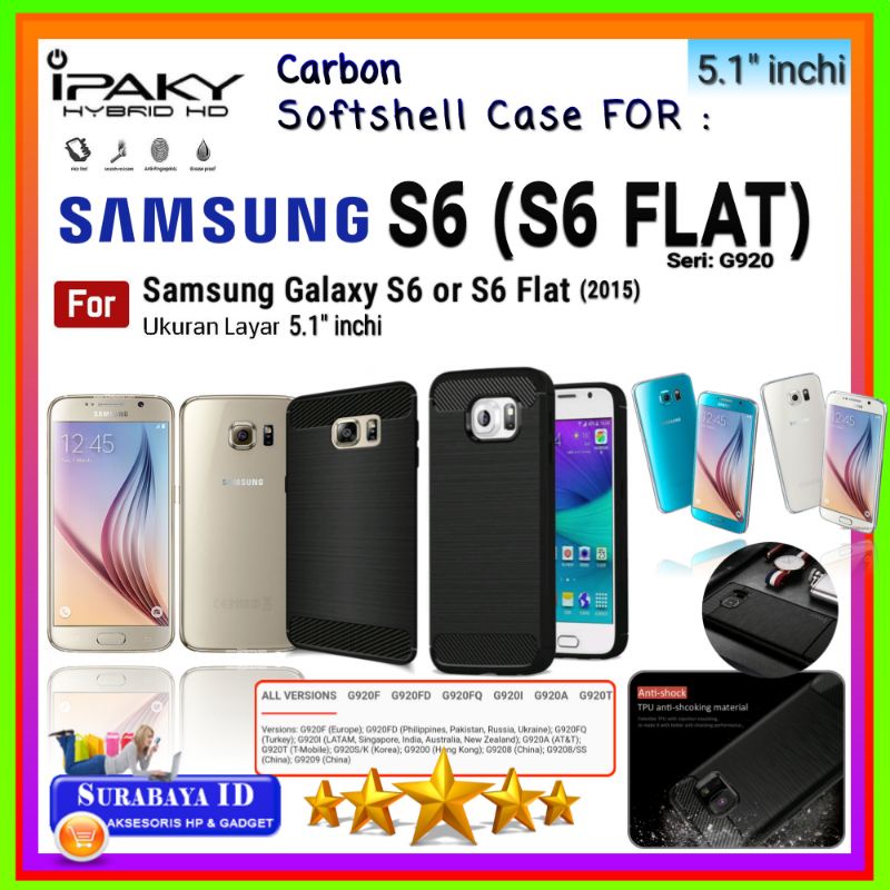 Casing Case Samsung Galaxy S6 (S6 FLAT) 2015 (5.1"inchi) | Soft Case iPaky Samsung S6 Flat Seri:G920