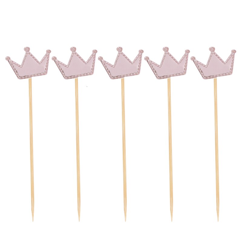 5pcs / Pak Hiasan Topper Kue Dengan Bentuk Mahkota / Hati / Bintang Untuk Perlengkapan Pesta