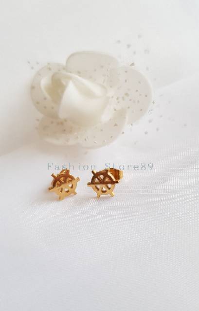 Anting import anting tusuk setir titanium gold white import antikarat fashion simpen elegant