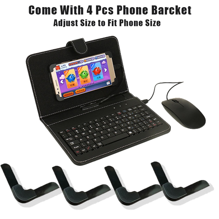 Casing Keyboard Ponsel Universal Kompatibel Tablet Android OTG 4-8 '' + Mouse Berkabel