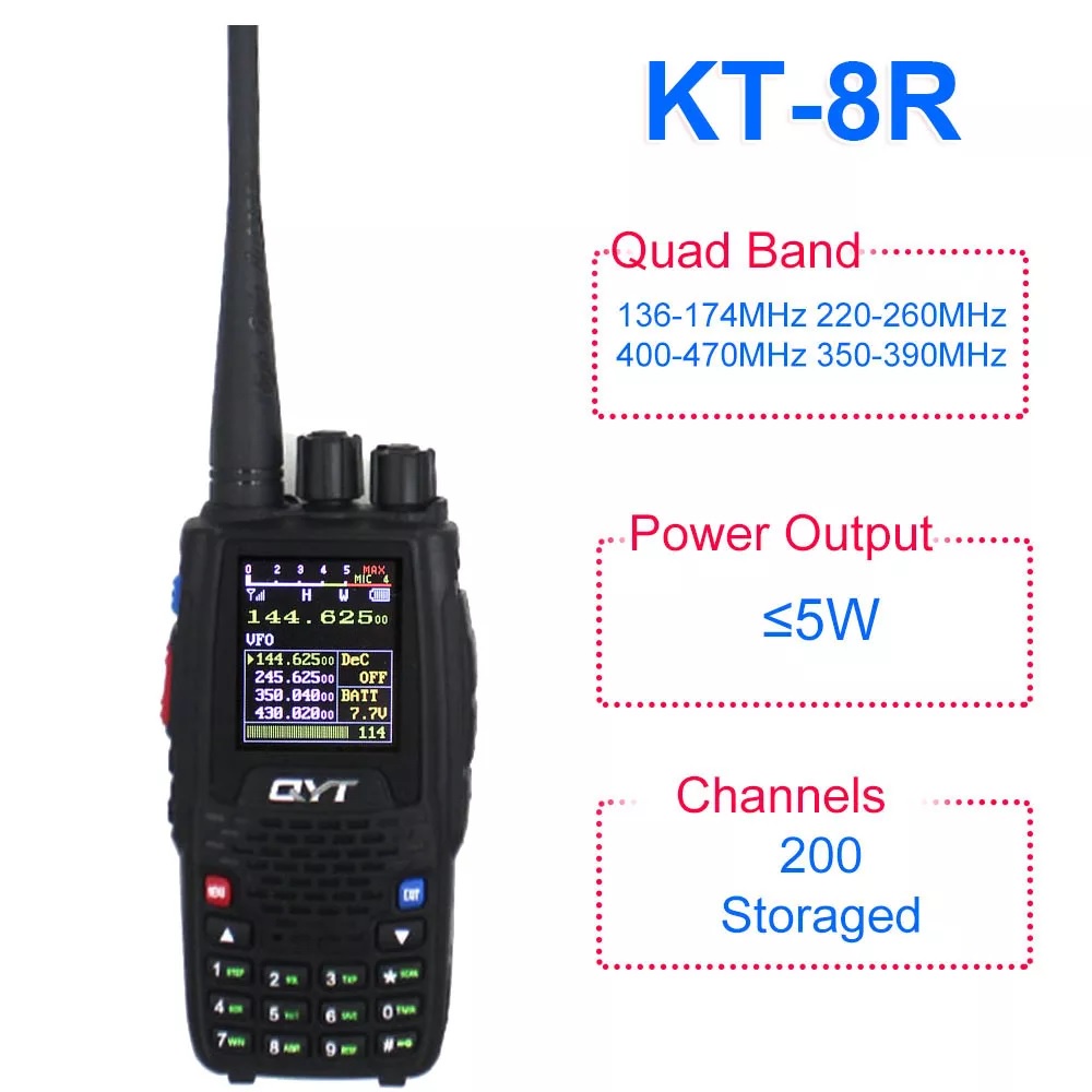 QYT KT-8R - Two-Way Radio Quad Band Radio Walkie Talkie 5W Power - Radio Panggi Dua Arah Quad Band 5W