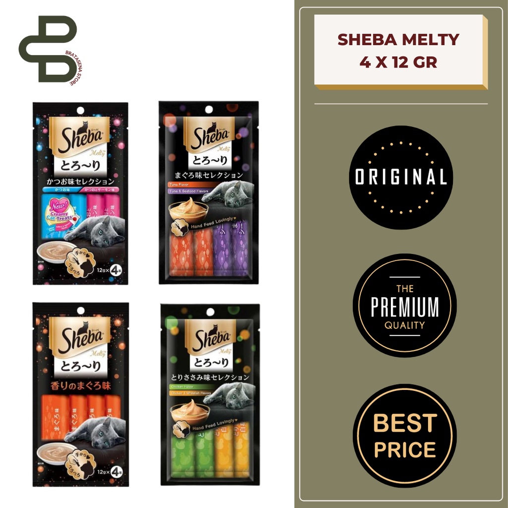 SHEBA MELTY SNACK FOR CAT // SNACK KUCING 4 X 12 GR (POUCH)