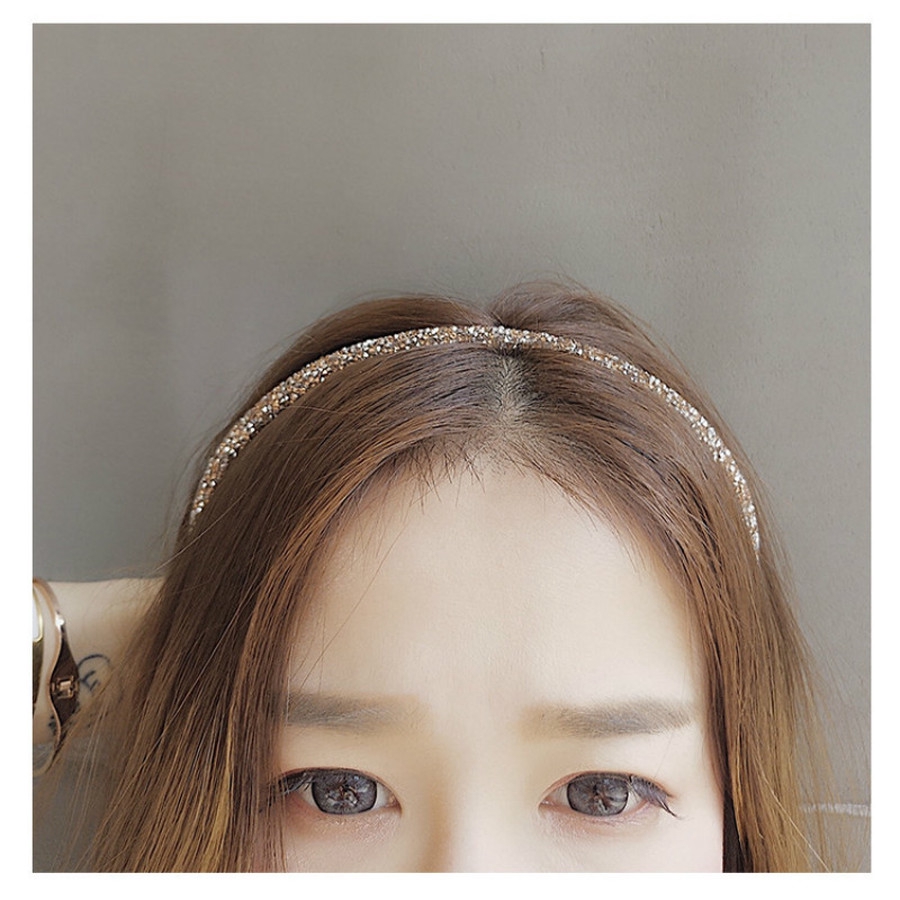 Korean Crystal Rhinestone Double Layer Headband Fashion Thin Full Diamond Hair Band for Women